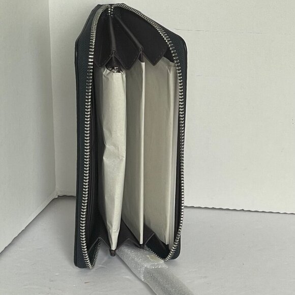 Coach Long Zip Around Wallet Blue Denim Signature Canvas Phone Wristlet C4452 - Picture 5 of 13